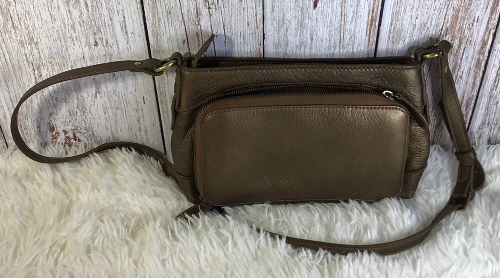 Coldwater Creek Gold Pebbled Leather Wallet Crossbody